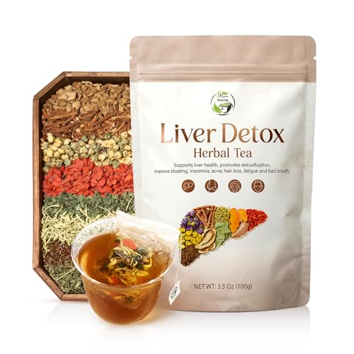 Liver Detox Herbal Tea, Liver Cleanse Detox Tea Blend with Milk Thistle, Dandelion Root, Chrysanthemum Natural Loose Leaf Tea for Liver Health