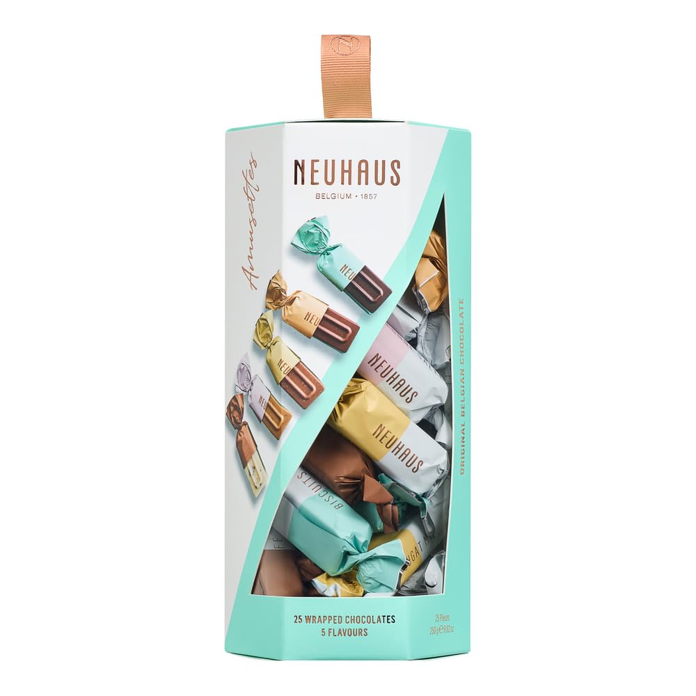 Neuhaus Belgian Chocolate Sharing Box - 25 Pieces in 5 Flavors: Blonde Salée, Nougat Miel, Café, Caramel & Biscuits | Gourmet Belgian Chocolate Gift