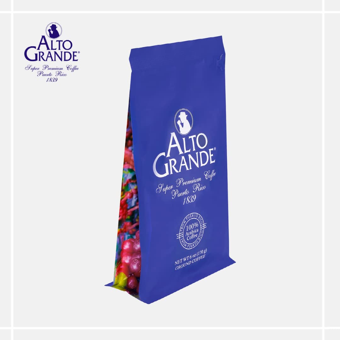 Alto Grande Super Premium Ground Coffee 100 Percent Arabica Medium-Dark Roast, Bagged, 6 Ounce (Pack of 1)
