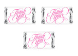 60 Modern Thank You Miniature Chocolate Candy Bar Wrapper in Pink, Adorable Stickers for Weddings, Bridal Shower Engagement Party Decorations, Favors