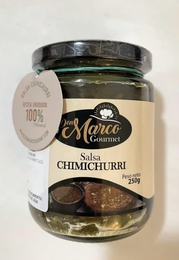 Don Marco Gourmet Chimichurri Sauce, (Special Uruguayan Style Recipe), Great for BBQ Marinade, Grilling, Meat Seasoning and Dipping Sauce - 250 g
