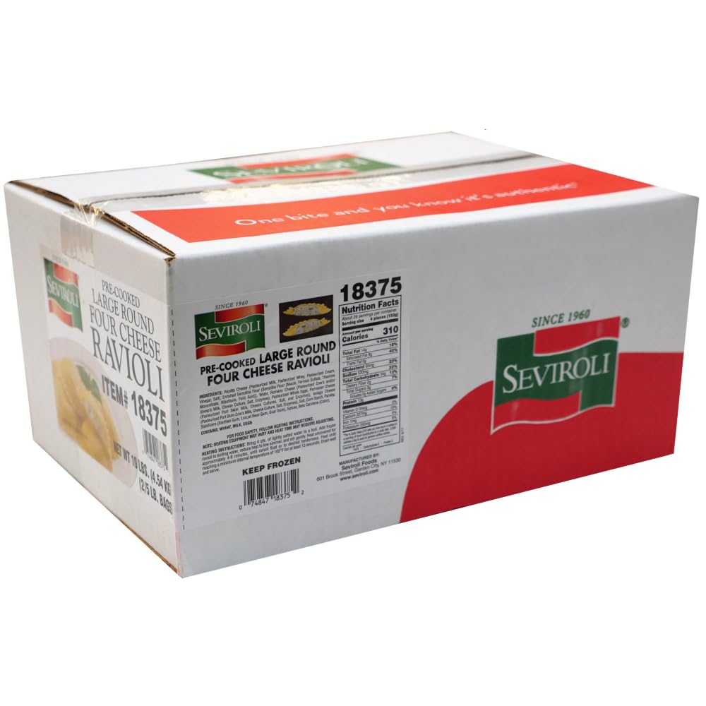 Seviroli Foods Large Round 4 Cheese Ravioli Pasta, 5 Pound -- 2 per case.