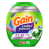Gain Flings Laundry Detergent Pacs with Odor Defense, 112 Count, Super Fresh Blast Scent, HE 3in1 with Febreze and Oxi
