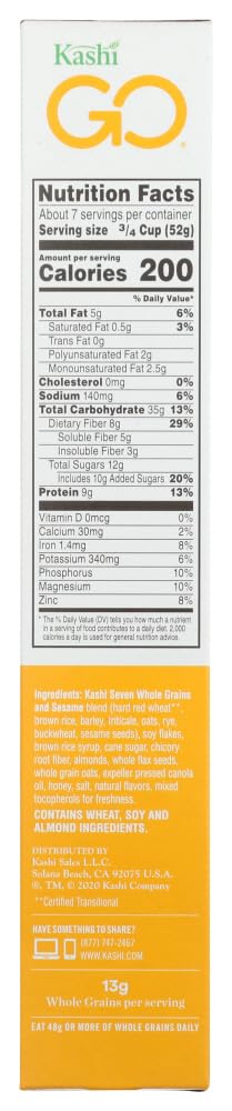 Kashi - Go Lean Crunch Cereal, Honey Almond Flax, 14 oz. (Pack of 3 )3