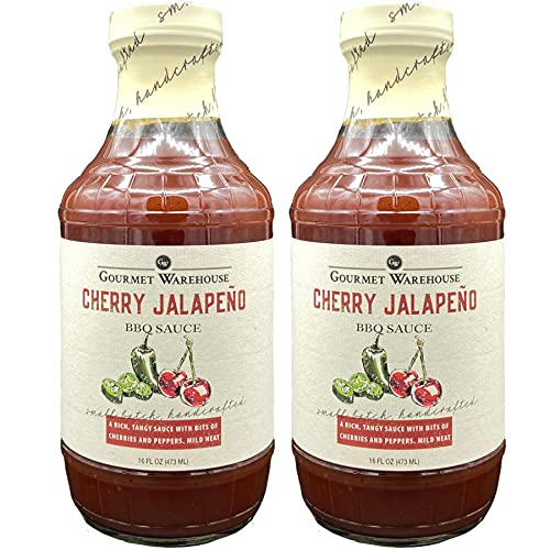 Gourmet Warehouse Cherry Jalapeno BBQ Sauce, Premium Barbecue Sauces Handcrafted In Small Batches Gluten-Free, HFCS-Free, Delicious Sauce 16 Ounces