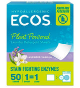 ECOS Laundry Detergent Sheets Vegan, No Plastic Jug, No Mess & Liquid Free - Laundry Sheets in Washer - Hypoallergenic, Plant Powered Laundry