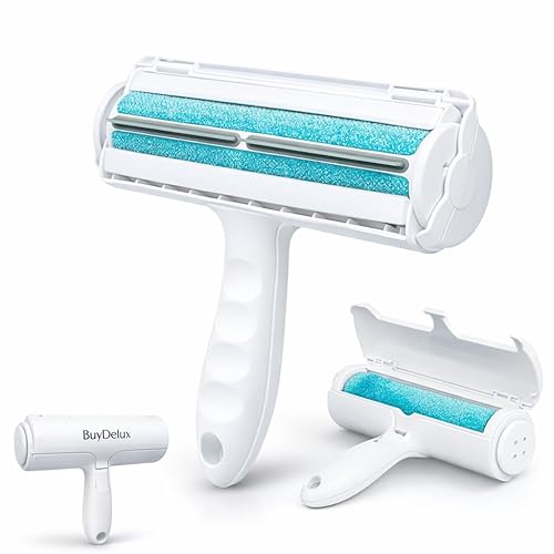 BuyDelux Pet Hair Remover Roller, Reusable Self-Cleaning Lint Roller for Dog & Cat Hair, Fur Removal for Furniture Couch Carpet Car Clothes & Bedding