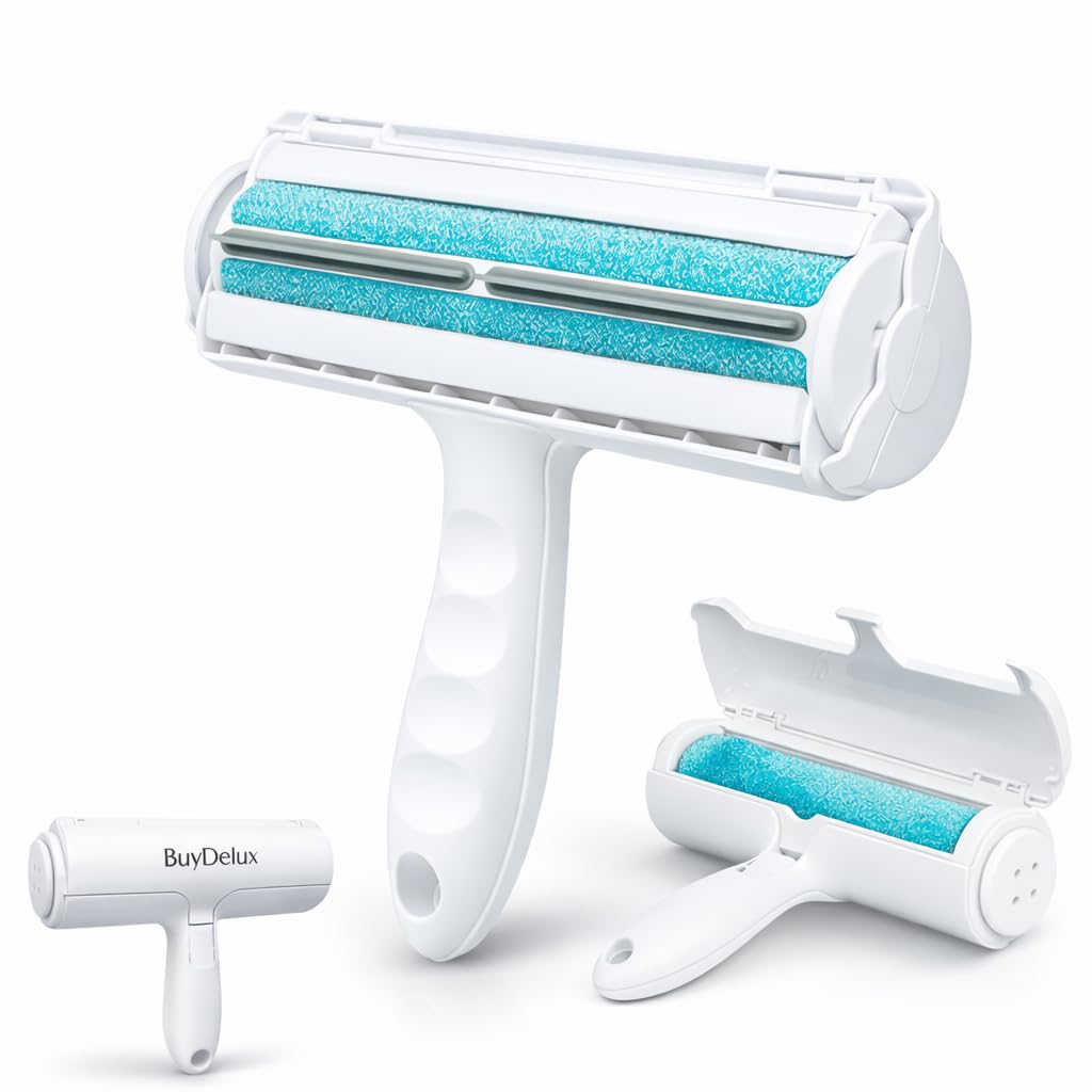 BuyDelux Pet Hair Remover Roller, Reusable Self-Cleaning Lint Roller for Dog & Cat Hair, Fur Removal for Furniture Couch Carpet Car Clothes & Bedding