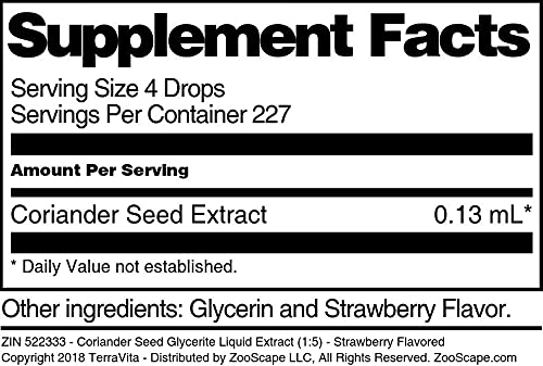 Coriander Seed Glycerite Liquid Extract (1:5) - Strawberry Flavored (1 oz, ZIN: 522333) - 3 Pack