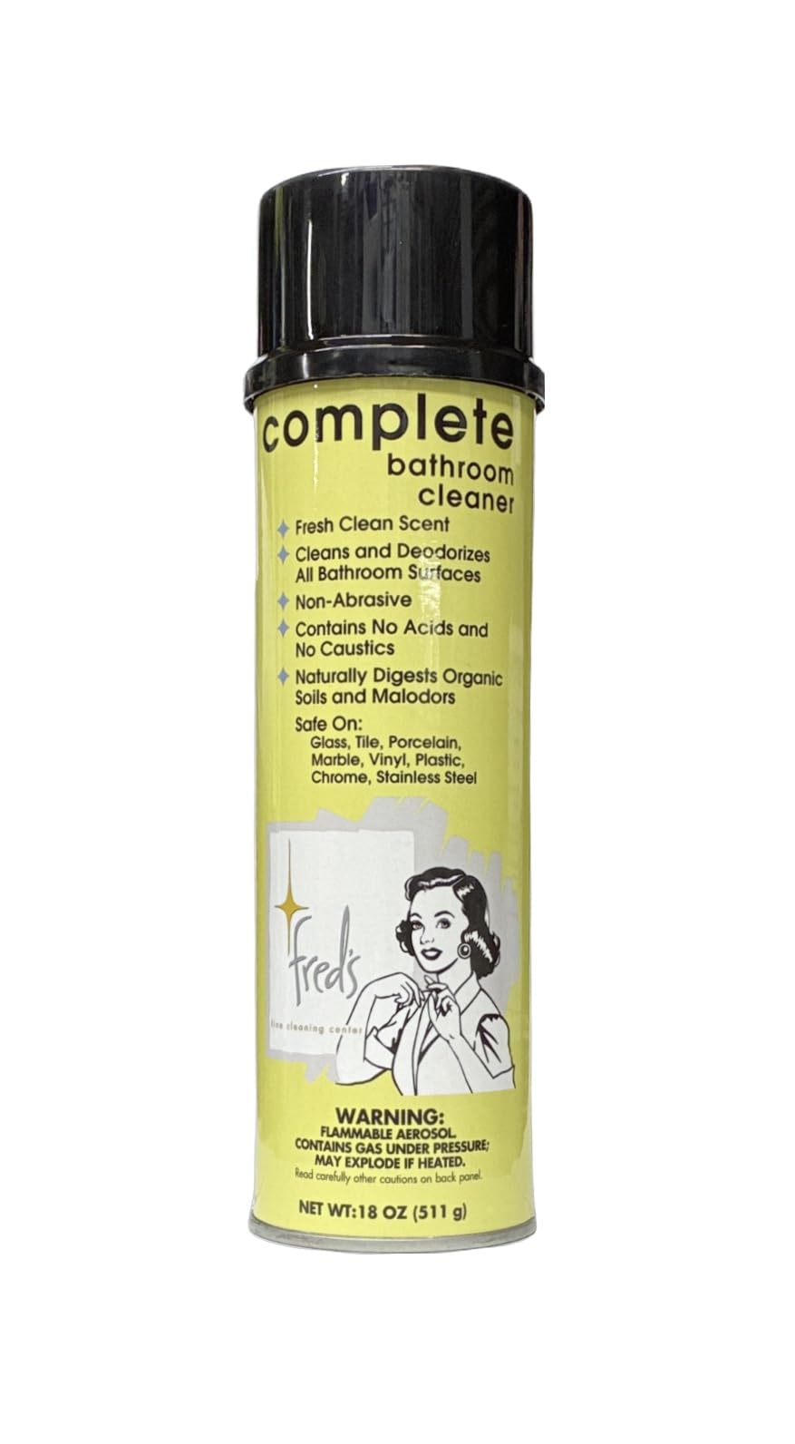 Fred's Complete Bathroom Cleaner, 18 oz Foaming Spray - Bio-Enzymatic Formula, No Acids or Caustics, Safe on All Hard Surfaces, Eliminates Odors