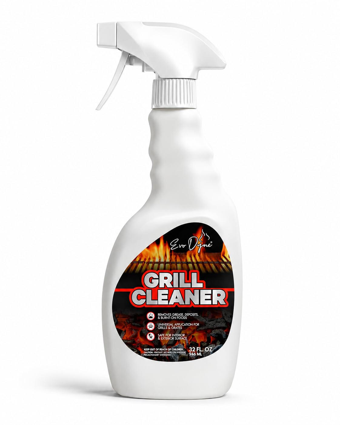 Evo Dyne Grill Cleaner Spray (32 oz), Made in USA - Quickly Cleans BBQ Burnt-on Foods and Grease from Grill Grates - Heavy Duty, Fast-Acting Formula