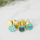 Andaz Press Birthday Chocolate Drop Labels Trio, Fits Kisses Party Favors, Cat Happy Birthday, 216-Pack