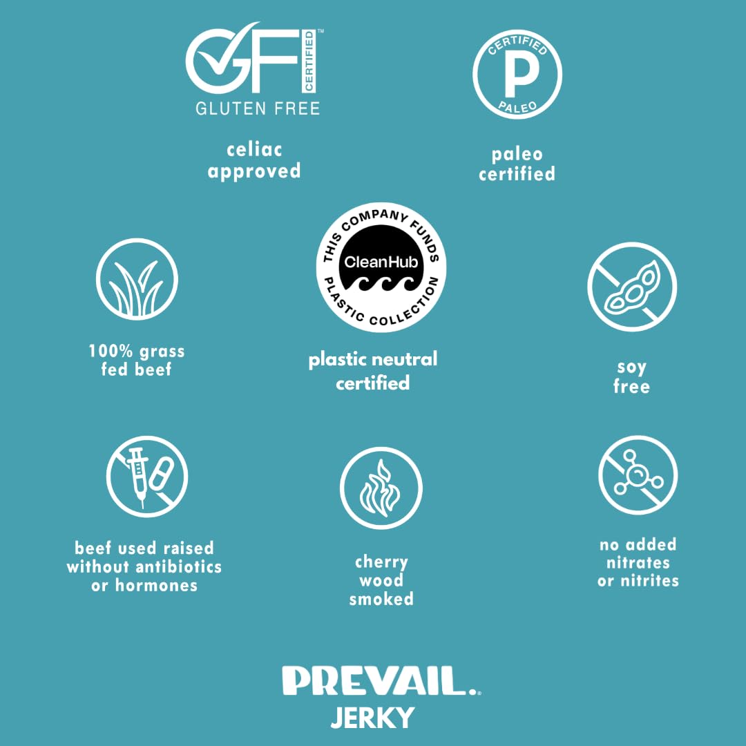 Free-Range Turkey Jerky, by PREVAIL - Low Sodium and Gluten Free! | Pack of (3) Bags | | Our Gourmet Jerky is Paleo Certified, Soy Free, Free