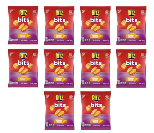 Ritz Bits - Cheese Cracker Sandwiches - Pack of 10 - Filling Made with Real Cheese - Perfect for Taking on the go - Stock up Today and Enjoy Anywhere