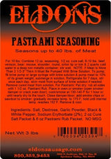Eldon's Pastrami Seasoning Brine Rub and Cure Kit - Seasons 40 lbs of Dried Meat