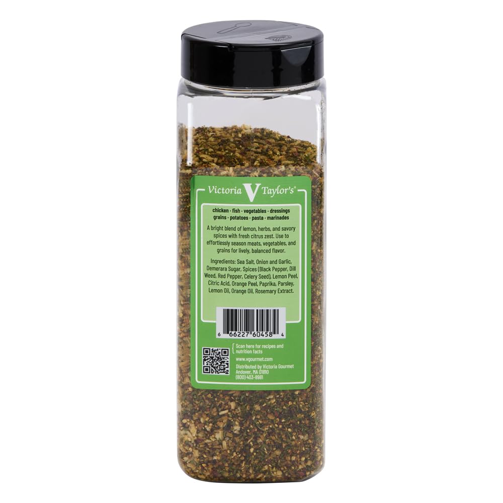 Victoria Taylor's Zesty Lemon Herb Seasoning Blend, for Chicken, Fish, Vegetables and Marinades, 18.15 oz