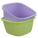 Obston 18 Quart Plastic Dish Pan, Square Washing Basins, Set of 2 (Green, Purple)