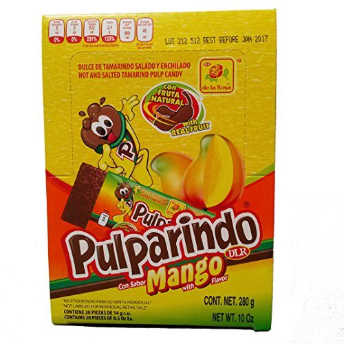 Authentic Sabores - Imported Mexican Pulparindo Hot and Salted Tamarind Pulp Candy With Mango Flavor 20ct. With 1ct. Pulparind Dots Tamarind Pulp