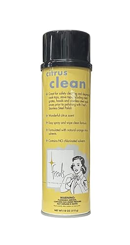 Fred's Citrus Clean Natural Orange Degreaser Spray - Heavy Duty Kitchen Cleaner for Stoves, Grills, Stainless Steel & Multi-Surface - Foaming Formula