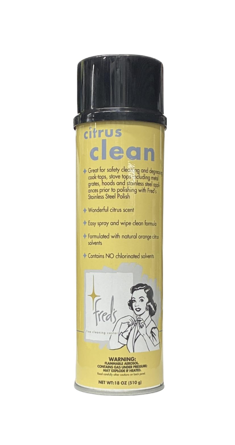 Fred's Citrus Clean Natural Orange Degreaser Spray - Heavy Duty Kitchen Cleaner for Stoves, Grills, Stainless Steel & Multi-Surface - Foaming Formula