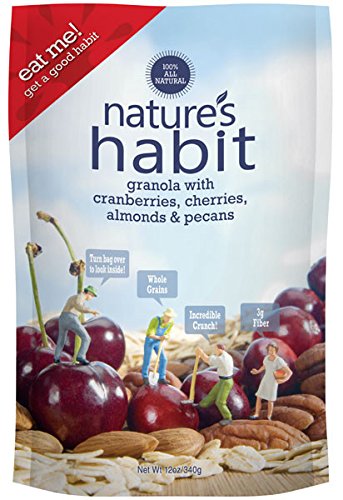 Nature's Habit Granola with Cranberries, Cherries, Almonds and Pecans, 12-ounce Pouches (Pack of 4)