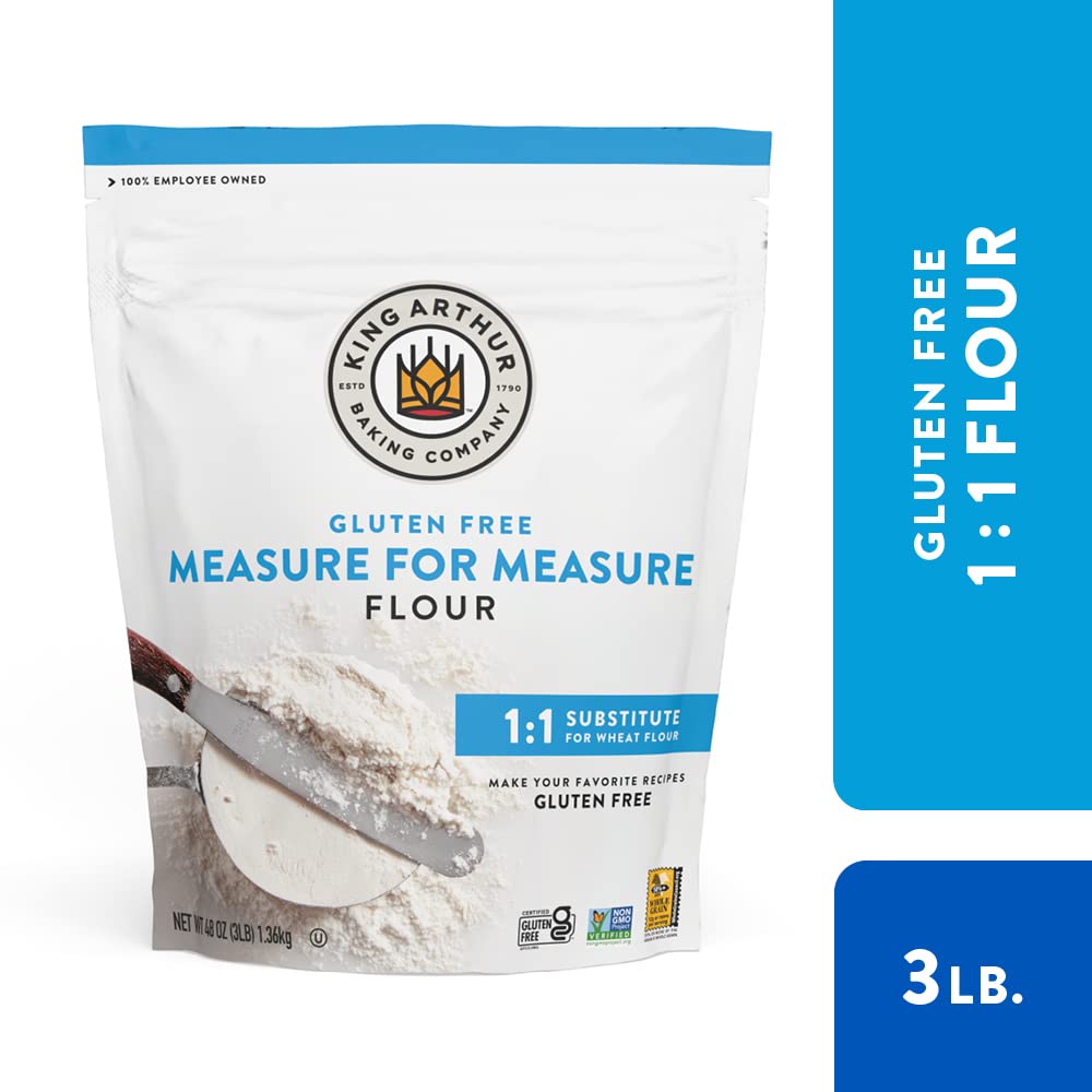 King Arthur Measure for Measure Gluten-Free Flour: All-Purpose 1:1 Substitute for Wheat Flour, Non-GMO, Kosher Certified, 3 lbs Bag for Baking