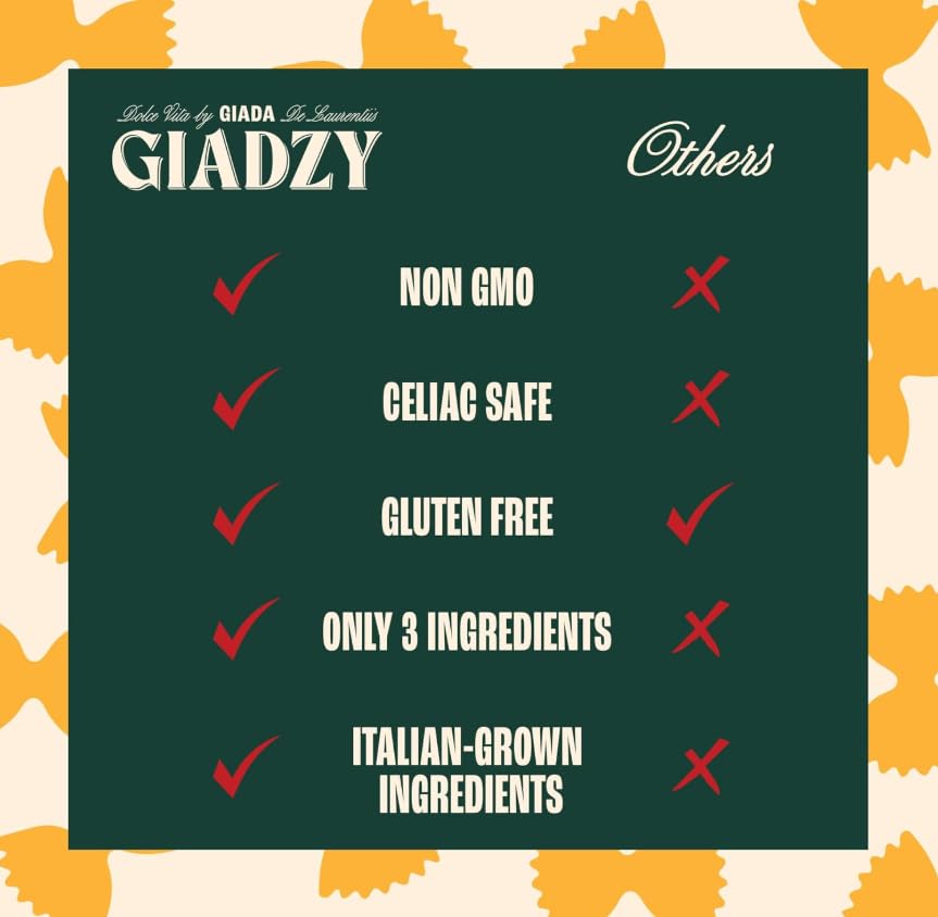 Giadzy by Giada De Laurentiis 3 Pack Gluten Free Ziti Pasta - Made in Italy, Artisanal, Clean Ingredients - Non GMO