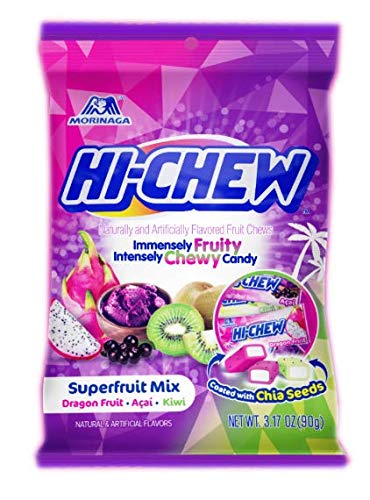 Hi Chew 6 Different Flavors Variety Pack (Superfruit Mix (New Flavor), Tropical Mix, Sweet and Sour, Strawberry, Original Mix, and Fizzies) (Pack