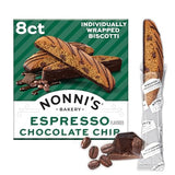Nonni's Espresso Chocolate Chip Biscotti Cookies - Espresso Chocolate Chip Cookies - Biscotti Italian Cookies w/Dark Chocolate - Italian Biscotti