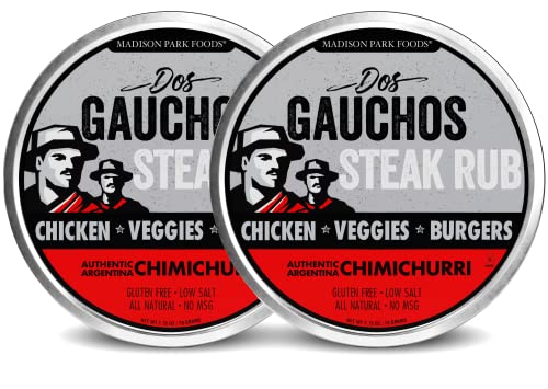 2-Dos Gauchos Argentinian Steak Rub - Authentic Chimichurri Dry Spice Blend and Marinade Mix for Grilling, Smoking, Roasting - All-Natural