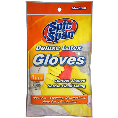 Spic And Span Deluxe Latex Gloves, Medium 1 Pair