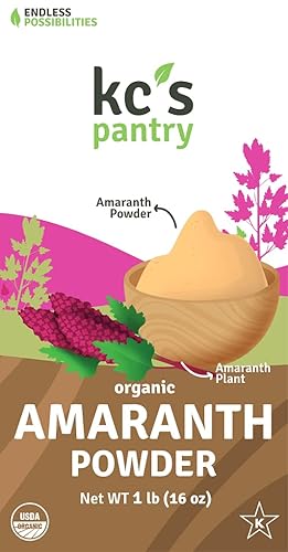 KC's Pantry Organic Amaranth Flour - 1 lb. Bag, 16 Servings, Organic, Non-GMO, Vegan, Gluten-Free, Keto & Paleo, Kosher, Perfect for use as