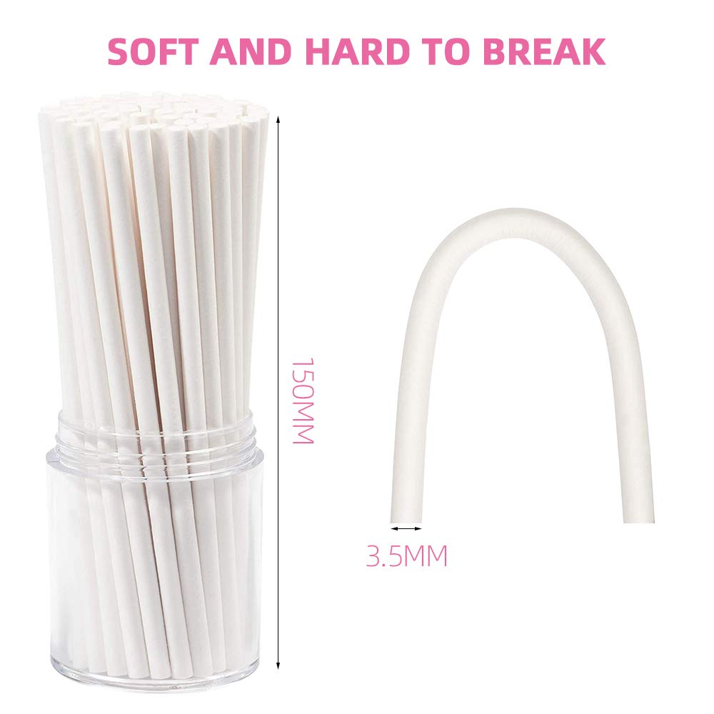 Lollipop Sticks, 200PCS White Paper Lollipop Sticks 6 Inch Lollipop Treat Sticks Sucker Stick for Chocolate,Cake Topper,Rainbow Candy, Cake