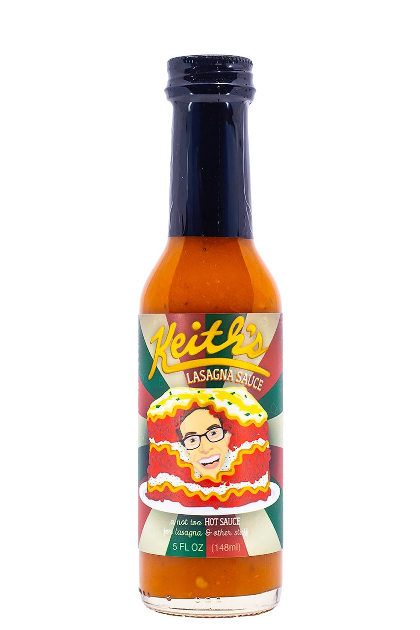 Keith's Lasgna Sauce by Heatonist, Hot Sauce Made with Natural Ingredients: Tomato Base, Savory Herbs and Spices, 5 fl oz Bottle (1-Pack)