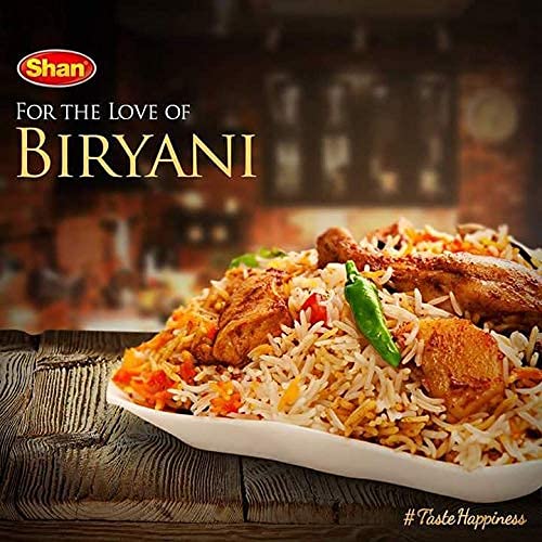 Shan Pilau Biryani Recipe and Seasoning Mix 1.76 oz (50g) - Spice Powder for Mughal Style Meat Layered Pilaf - Suitable for Vegetarians - Airtight Bag
