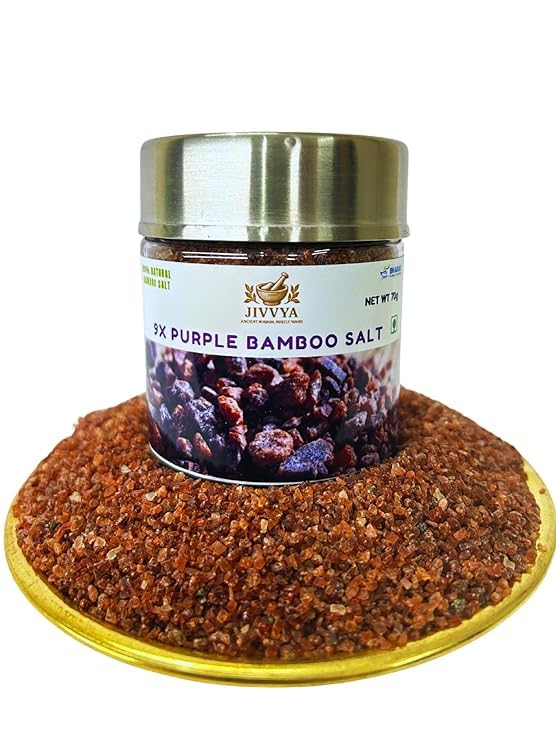 Jivvya 9X Purple Bamboo Salt Crystal, 4.8 OZ, Premium Korean-Style Roasted Bamboo Natural Mineral-Rich Salt - For Cooking and Wellness and Immunity
