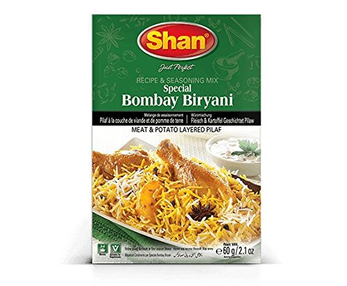 Shan Special Bombay Biryani Seasoning Mix For Meat & Potato Layered Pilaf, Indian Food Spices, 2.1oz/60g (Pack of 6)