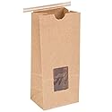 KeepFresh 4 3/4" x 2 1/2" x 9 1/2" 1 lb. Kraft Window Tin Tie & Coffee Bags - Pack of 25