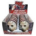 Boston America Friday The 13th Jason Mask Candy Tin, Sour Cherry Candy Cleavers - 12 Count Display Box