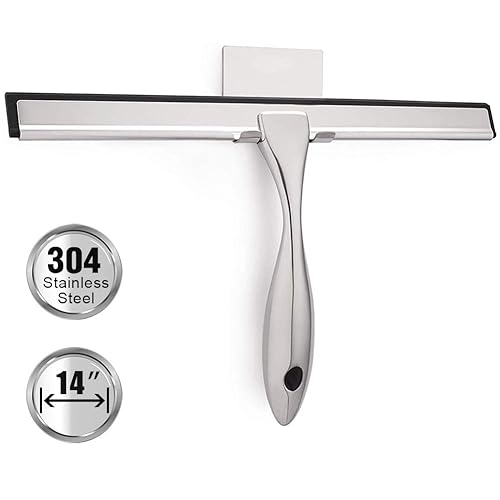 TopCharm Shower Squeegee for Shower Doors, Squeegee Shower Cleaner 14 Inch for All Purpose Mirror Car Glass Window Bathroom Squeegee for Shower