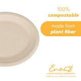 100% Compostable Disposable Paper Plates Bulk [12.5" Oval 50 Pack], Bamboo Plates, Eco Friendly, Biodegradable, Sturdy Large Dinner Party Plates