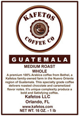 Medium Roast Whole Beans Guatemala Coffee, Specialty Grade, Single Estate- Farm Direct Trade, Shaded Grown at Kafetos Family Owned Farm 16 oz