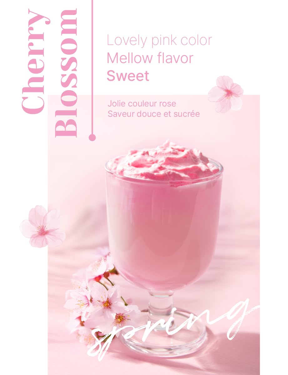NICE WITCH'S Original Sakura Cherry Blossom Powder - Creamy & Aromatic Foam | Powder for Lattes and Baking | 7.4 oz (210 g) | No Additives