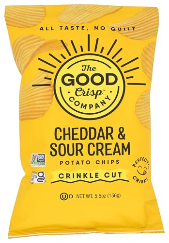 The Good Crisp Company, Chips Potato Crinkle Cut Sour Cream Cheddar, 5.5 Ounce