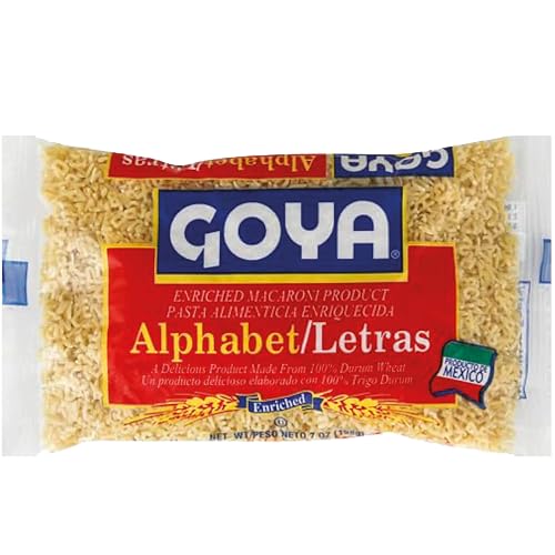 Alphabet Pasta by Goya, Fun Pasta Noodles for Soups, Stews, and Side Dishes, Mexican Noodles, 7oz Bag