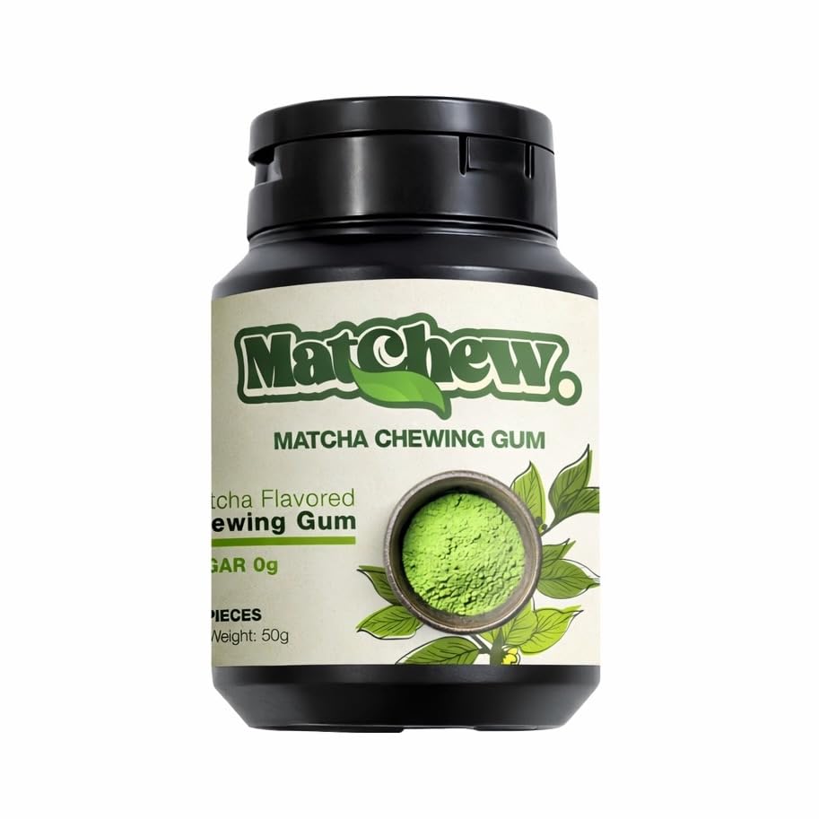 Element 717 Matchew Matcha Green Tea Chewing Gum With Minty Finish - 28 Pieces - Made with Real Matcha Powder - Low Calorie Vegan Sugar Free Gum