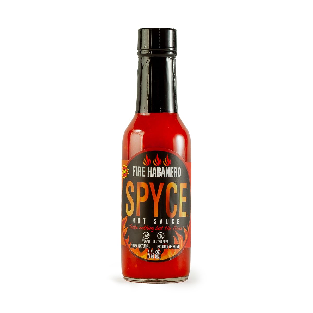 SPYCE Habanero Hot Sauce, Vegan, Gluten Free, Low Sodium, Non-GMO, No MSG, No Sugar, No Filler (5 oz, Fire Habanero)