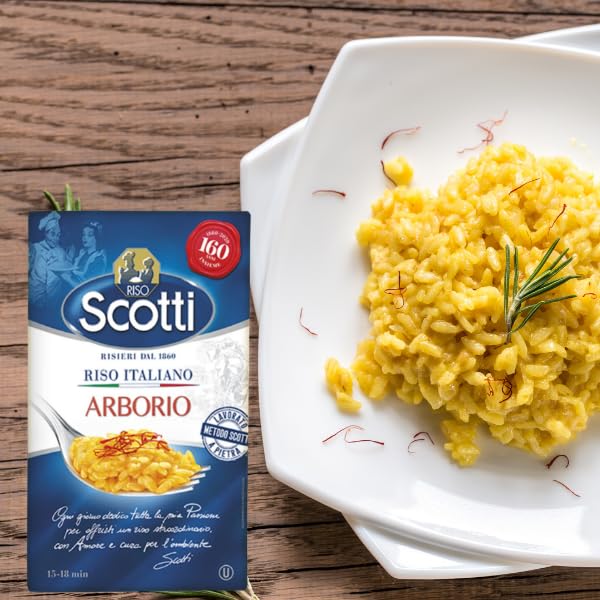 Arborio Rice, Risoto Rice, 100% Italian, 2.2 Lb (1 kg) Chef Selection, Recipe Included For Easy Preparation, Gluten Free, Non-GMO, Vacuumed Packed, Riso Scotti