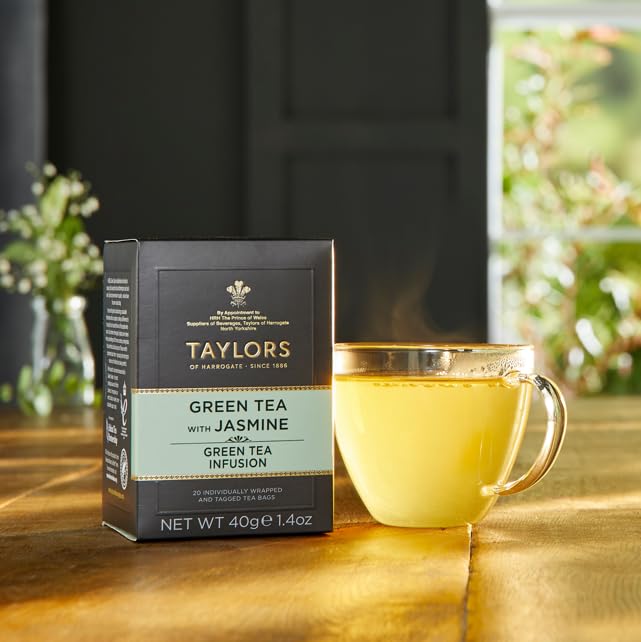 Taylors of Harrogate Green Tea Variety Pack, Individually Wrapped Bags, Jasmine, Lemon, Mint 20 Count (Pack of 3), Caffeinated, Enjoy Hot or Iced, 60