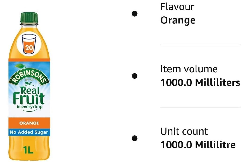 Robinsons Whole Orange No Added Sugar 1L (Pack of 4)